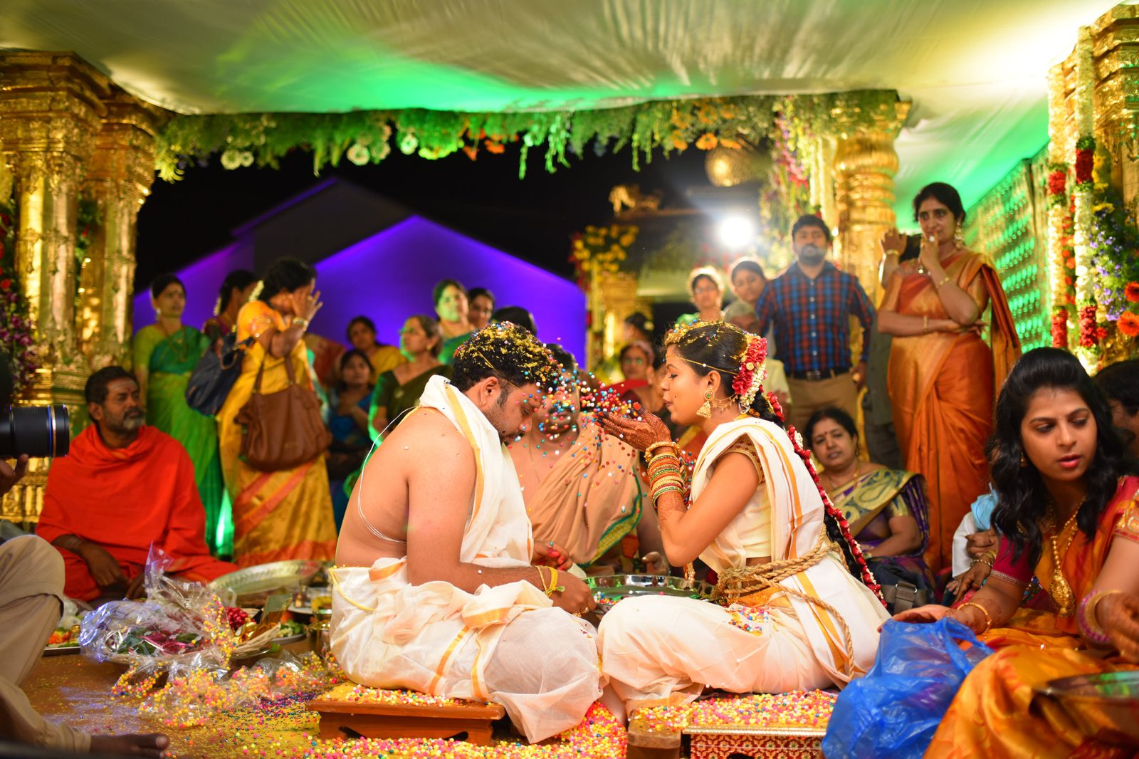 Couple at a traditional Hindu wedding ceremony